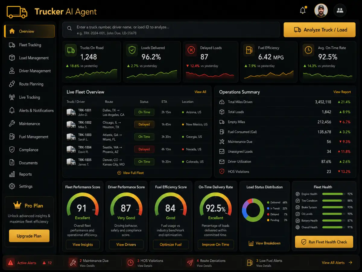 aitrucker.app AI trucker app — trucking automation dashboard preview